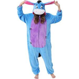 Eeyore Adult Hooded Onesie Halloween Costume Cosplay Union Suit Pajamas